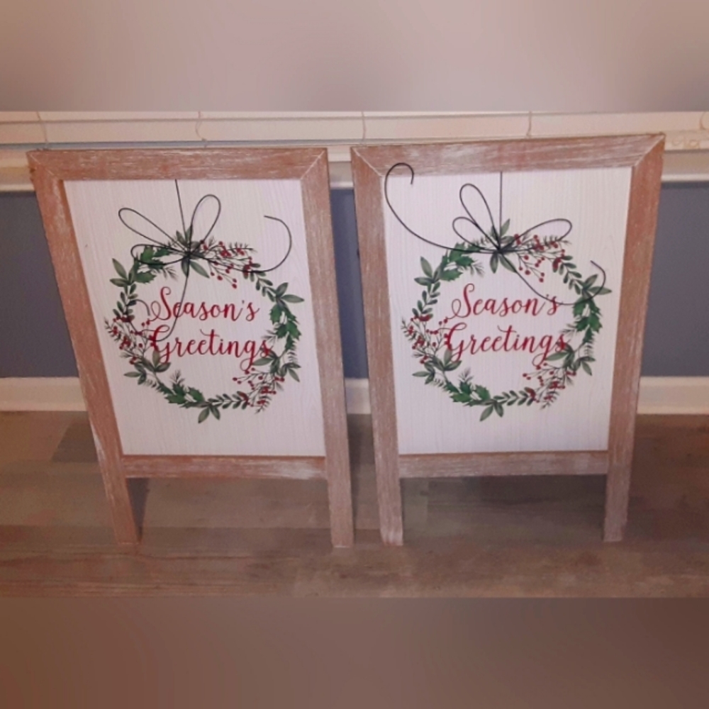 Large Christmas Holiday Season's Greetings Floor Sign